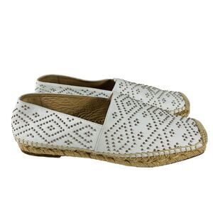Paloma Barcelo White Leather Espadrille Studded Loafers Size 36 / 5.5 US